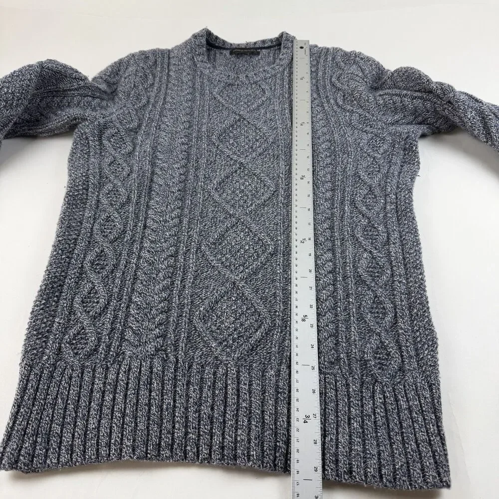 Banana Republic Fisherman Sweater Mens Large Blue Cable Knit Chunky Merino Wool